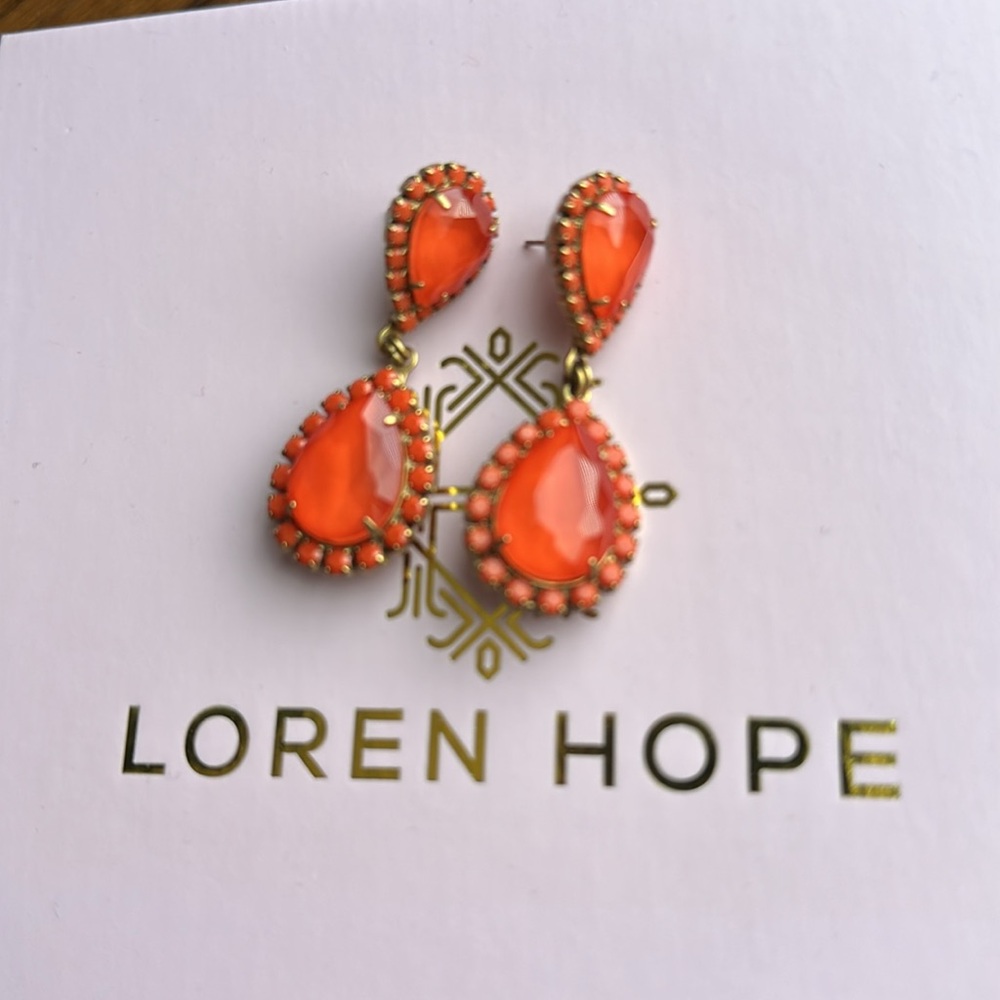 Loren Hope Abba Orange Teardrop Earrings